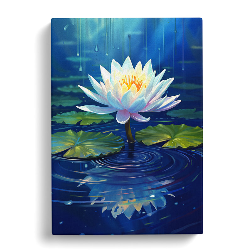 Water Lily Deco No.2 - Wrapped Canvas, 76cm H x 50cm W x 3cm D