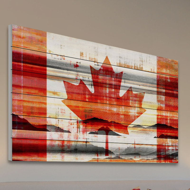 « canadian leaf » par parvez taj,, reproduction d’art sur bois blanc, H 30 po x l 45 po x P 1,5 po
