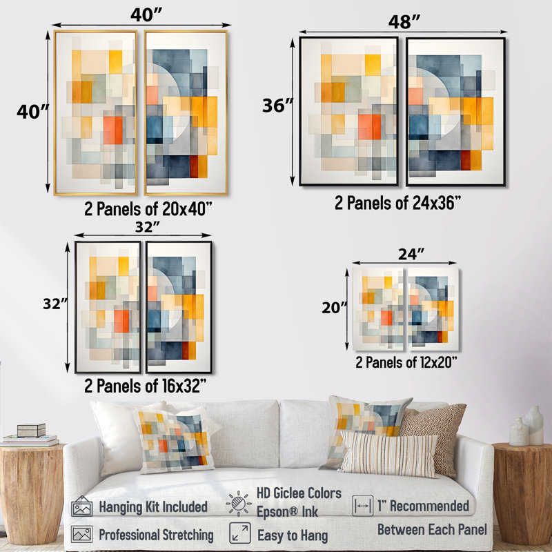 Multicolor Cubes Patterns IV - Abstract Geometric Wall Art, Black, 36" H x 48" W, Floater Framed Print