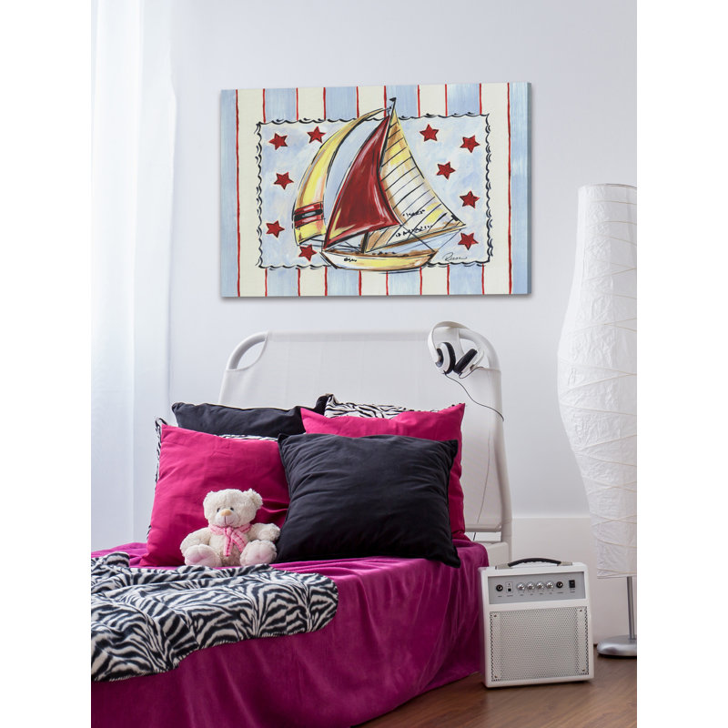Colorful Sailboat Painting Print on Wrapped Canvas, 20" x 14"