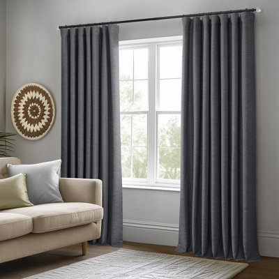 Boho Chic Faux Linen Blackout Curtains for Bedroom & Living Room Curtains – 2 Panel Drapes