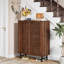 Armoire à chaussures moderne en bois à 6 niveaux avec portes à persiennes-659382386