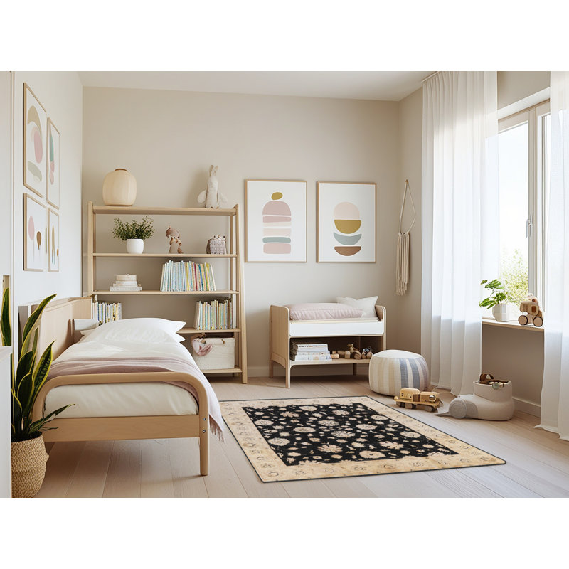 Tapis noir / beige Glenham, Rectangle 4 pi x 6 pi