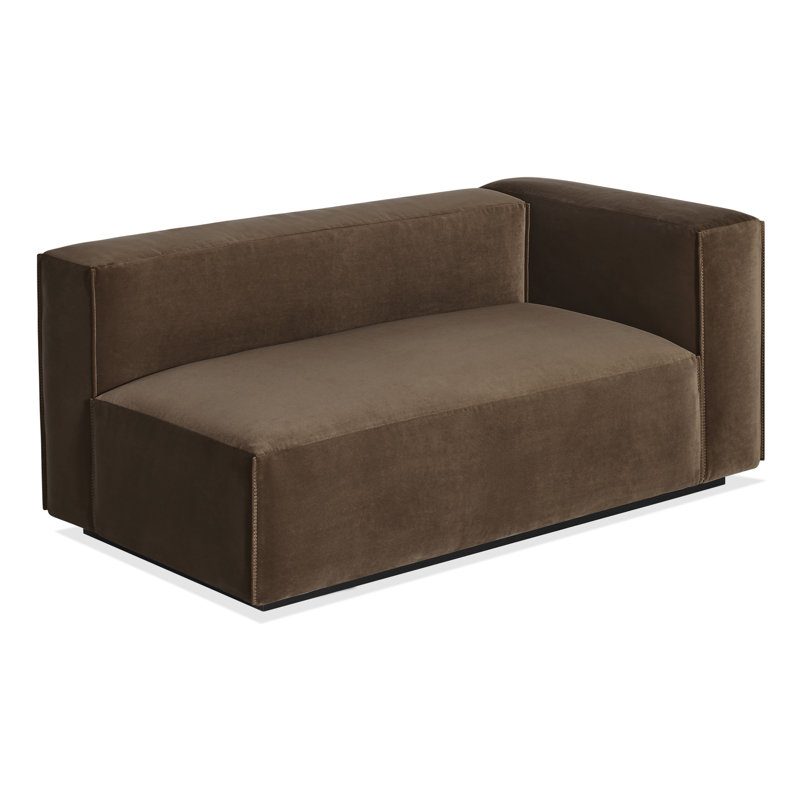 Cleon Chaise Lounge, Coffee Velvet, Right Hand Facing