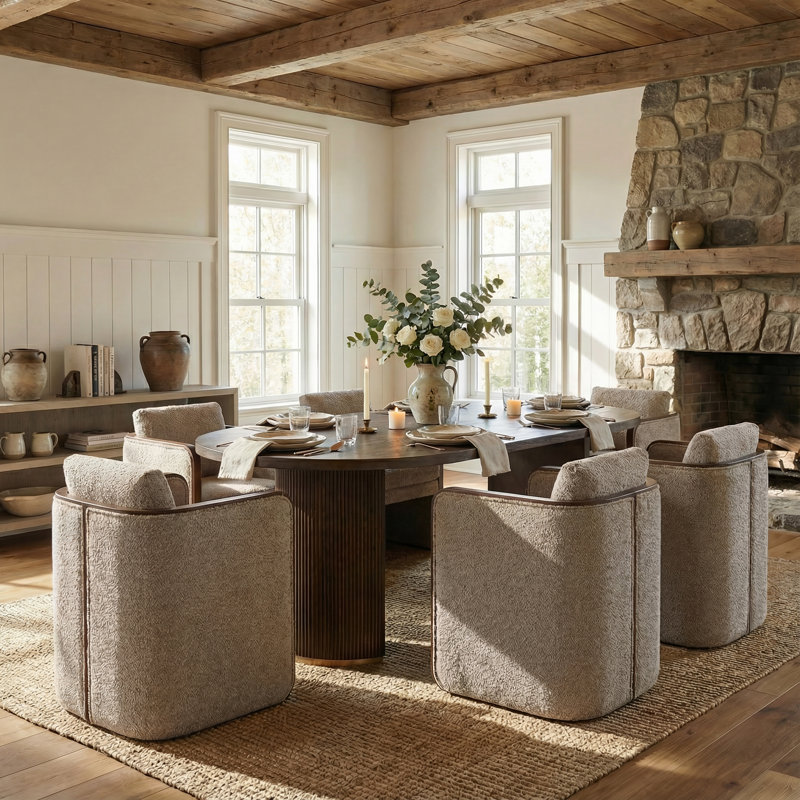 Ensemble de table de salle à manger 7 pièces Trammell, Taupe