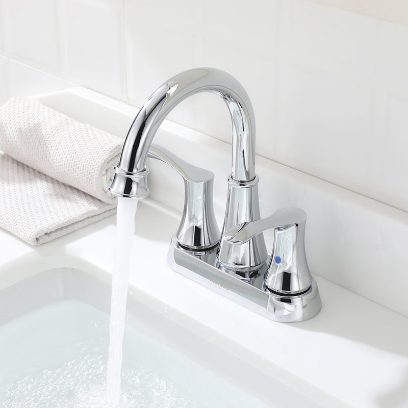 Centerset 2-handle Bathroom Faucet with Drain Assembly, Polished Chrome