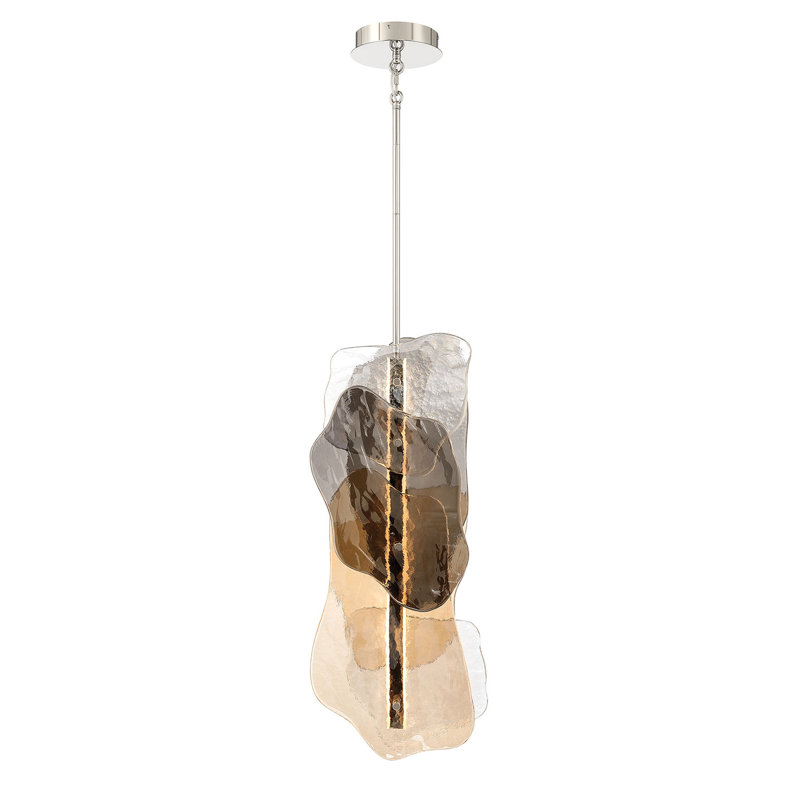 Grotte, luminaire suspendu, 36 po, nickel poli, verre mélangé, 36"