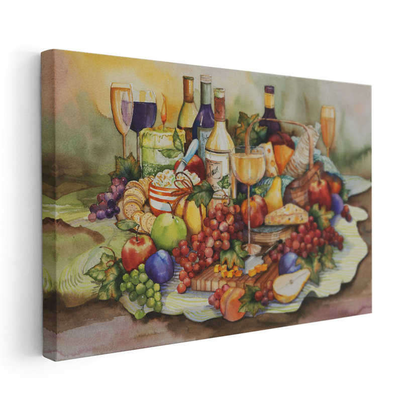 Dégustations de vin - reproduction d'art sur toile, H 20 po x l 30 po