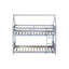 Lit simple superposé simple avec - gris, têtes de lit, pieds de lit, garde-corps en bois d'hévéa gris et rails de protection-305331276