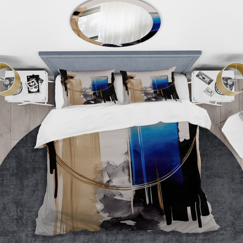 Ensemble de housse de couette en microfibre / polyester Blue Minimalist Abstract II Bedding
