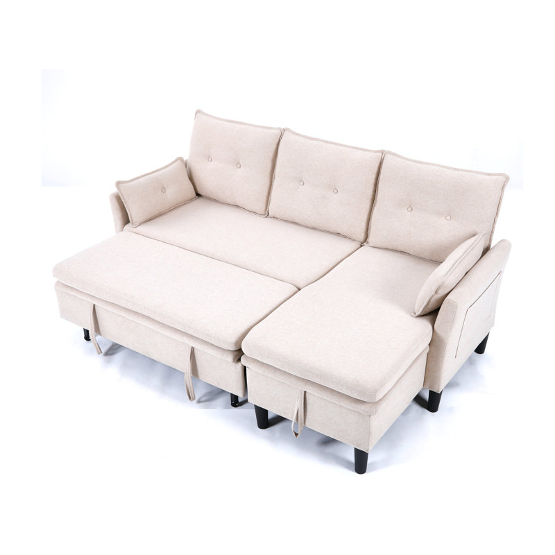 Canapé-lit modulaire réversible avec méridienne de rangement, Beige
