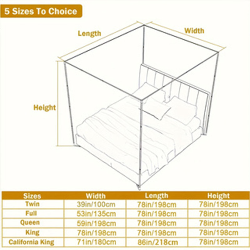 Canopy Bed Frame, Thicken Stainless Steel, Bed Post Poles, Metal Connectors, Mosquito Curtains, Bedroom Decor, Queen
