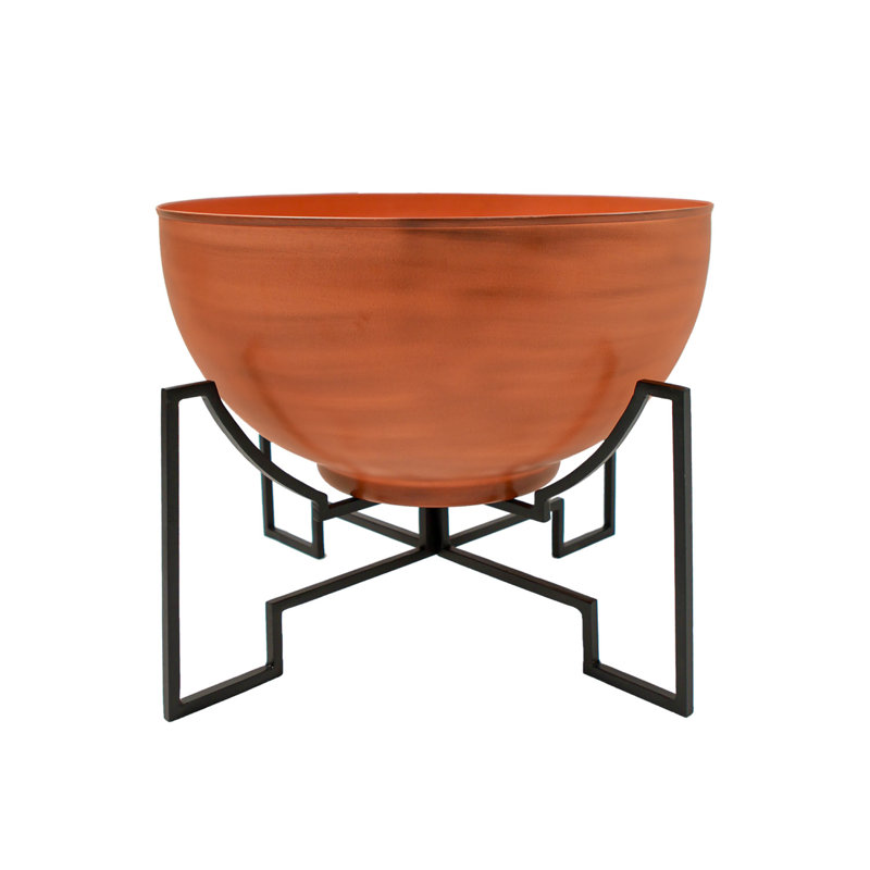 Pot de fleurs en acier galvanisé, Terre de Sienne brûlée, H 15,25 po x l 20 po x P 20 po