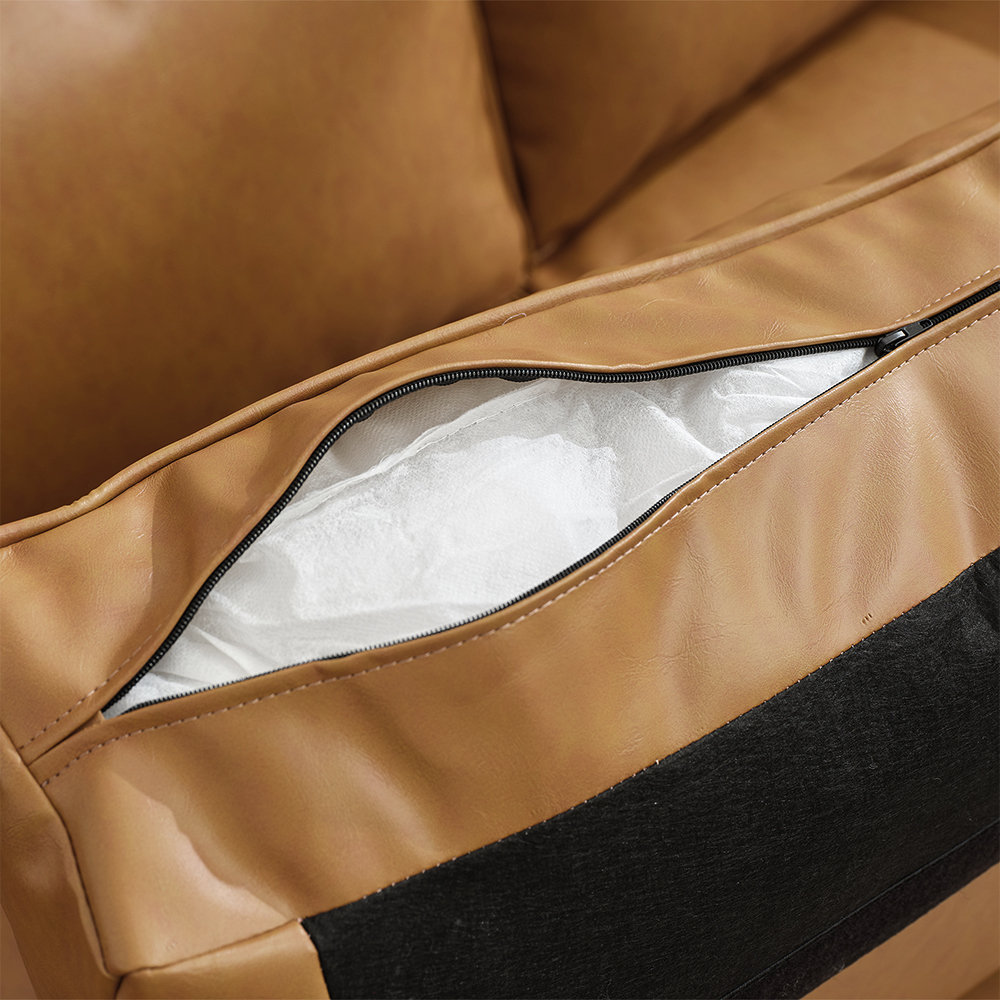 Reeves 84'' Vegan Leather Sofa, Caramel Brown Performance Vegan Leather