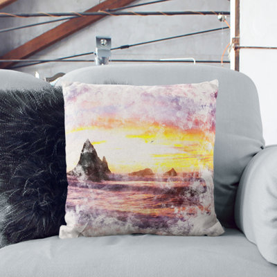 Martins Beach Watercolour Cushion with Filling