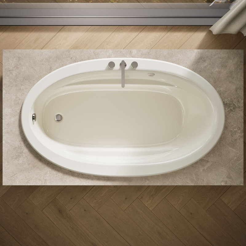 Sunward 72-In X 42-In Heated Bubblemassage Air Bath With Reversible Drain, Biscuit