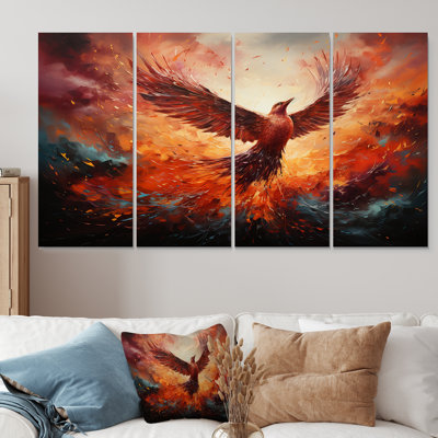 Resurgence Phoenix Rebirth I - Bird 4 Piece Wall Art -  Winston Porter, 3C4A3467C37E4D55A48B503803A59721