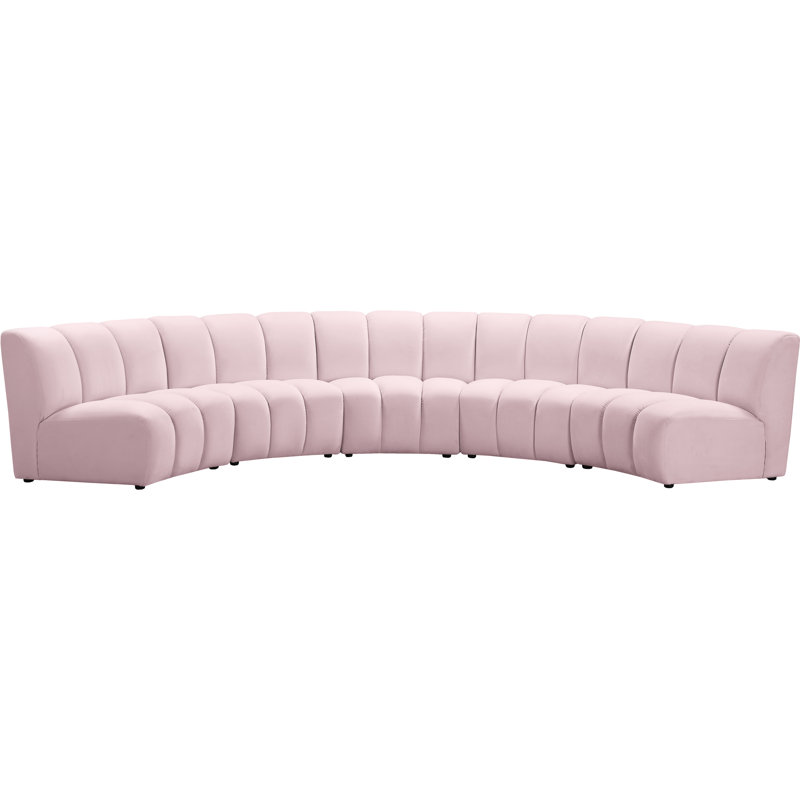Canapé modulaire en velours Infinity, 5 pièces, Velours rose