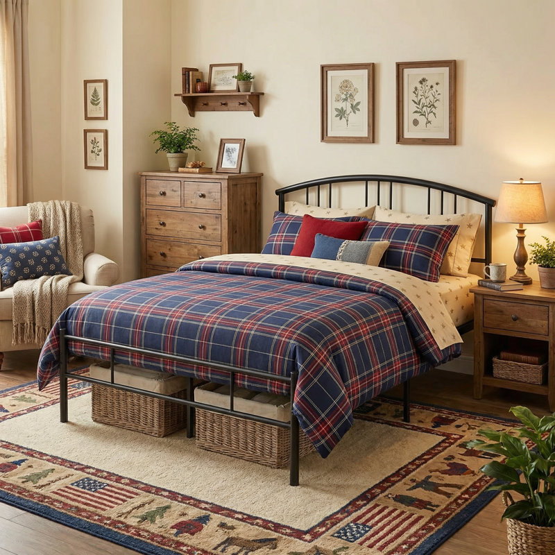 Full Bed Frame Metal Platform Bed Frame with Headboard & Footboard,  Mattress Foundation ,No Box Spring Needed, Black, Full