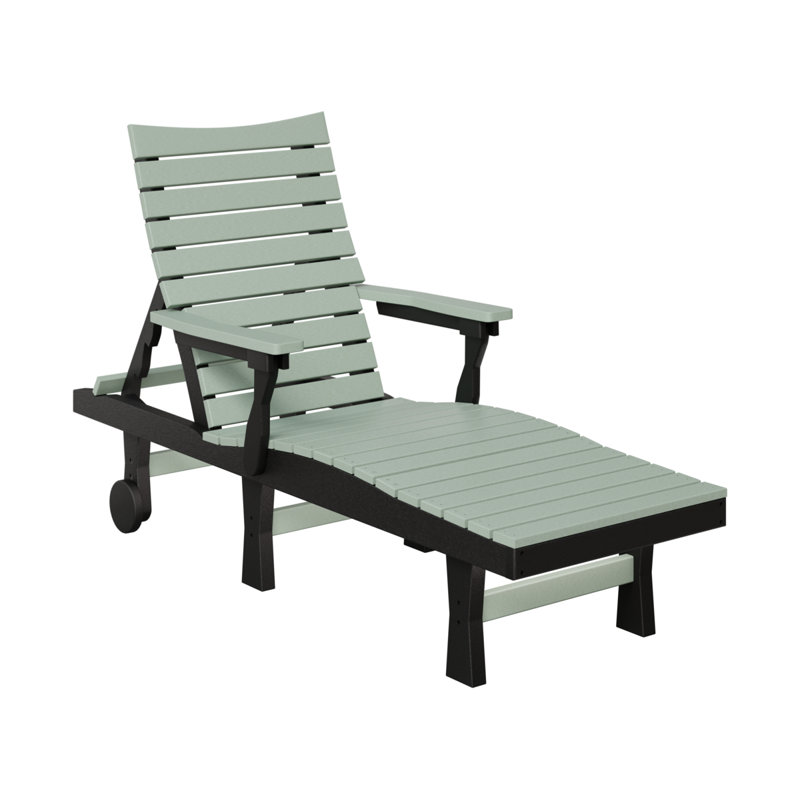 Bristol Outdoor Chaise Lounge, Seafoam Top/Black Base