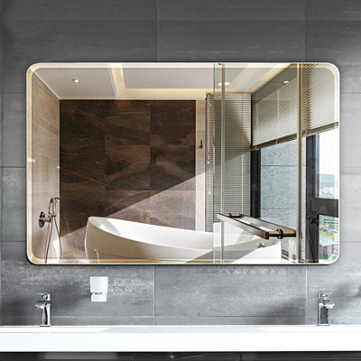  20'' x 28'' Frameless Bathroom Vanity Mirror, Rectangle Wall Mounted Mirror for Over Sink