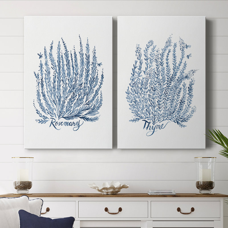 Summer Herb Garden Sketches III - Toile tendue avec châssis de qualité supérieure - Prêt à être accroché, H 36 po x l 24 po