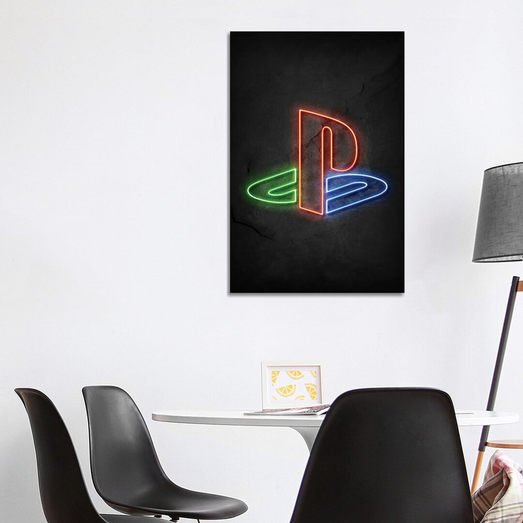 Leinwandbild Playstation Logo Neon