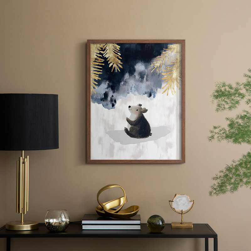 «Christmas Holiday Art», reproduction encadrée en bois massif, Noyer, H 30 po x l 24 po