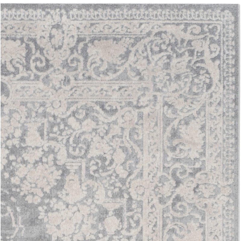 Calidia Oriental Light Gray/Cream Area Rug, Round 8'
