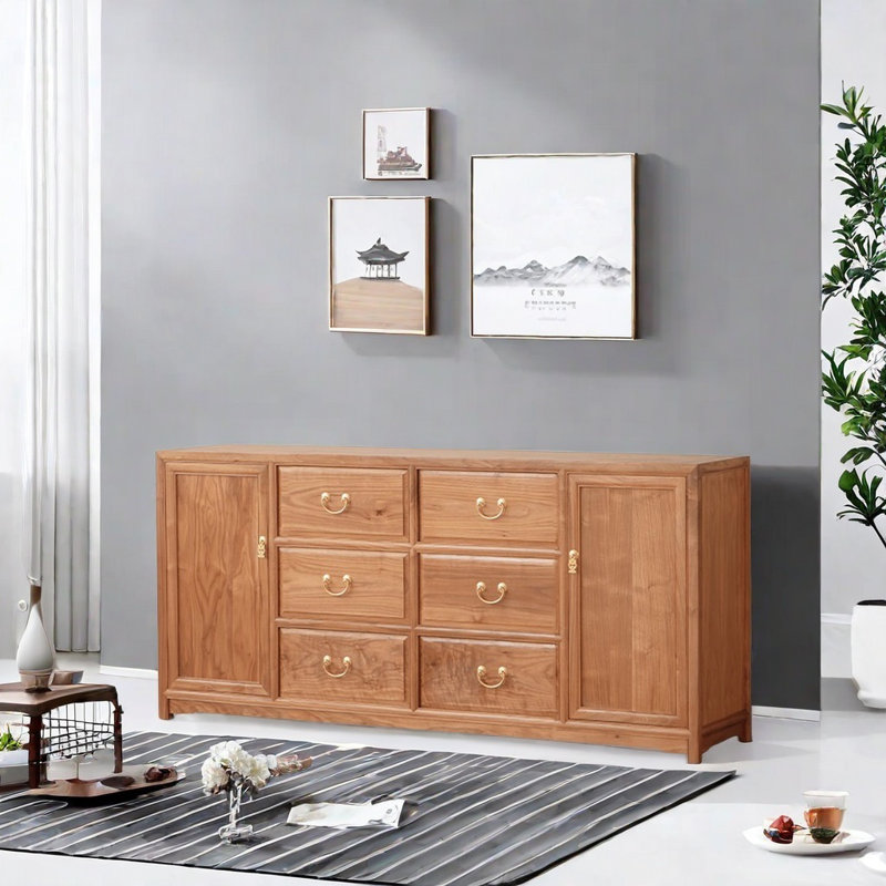 Armoire d'appoint naturelle et élégante, H 31,5 po x l 63,1 po x P 15,7 po, Brun