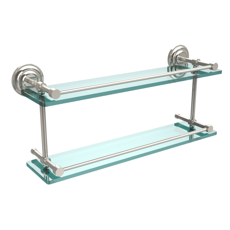 Leamore 2 Piece Tiered Shelf, Polished Nickel, 8" H x 22" W x 5" D