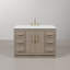 Hugo 48" Carrara White Marble Countertop Bath Vanity in Gray Oak with Faucet-1257750123