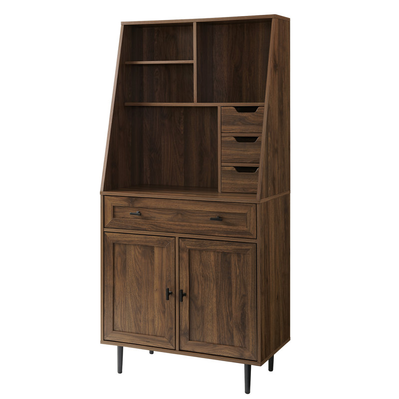 Armoire de rangement à 4 tiroirs Fairlin, Noyer foncé