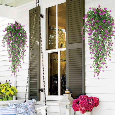3 Pieces Outdoor Artificial Hanging Plants, 30 inch Eucalyptus Leaf Greenery Vine for Indoor and Outdoor Garden, Balcony, Patio Greenery Decoration