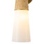 Luminaire campagnard moderne 2 lumières, abat-jour en verre opale blanc avec détails en laiton, corde de jute rustique, monture réversible, H 20 po
