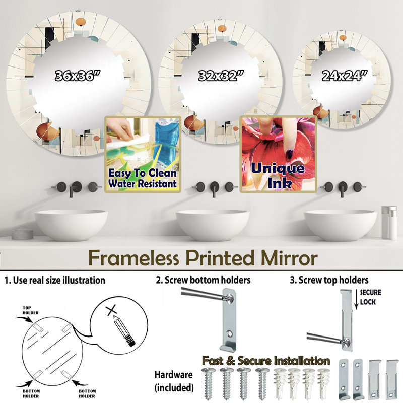 Miroir mural Balia, 24 po x 24 po