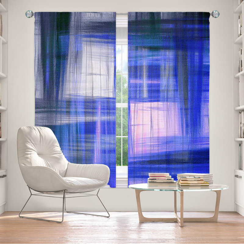 Rideau en polyester, Bleu, L 40 po x L 82 po