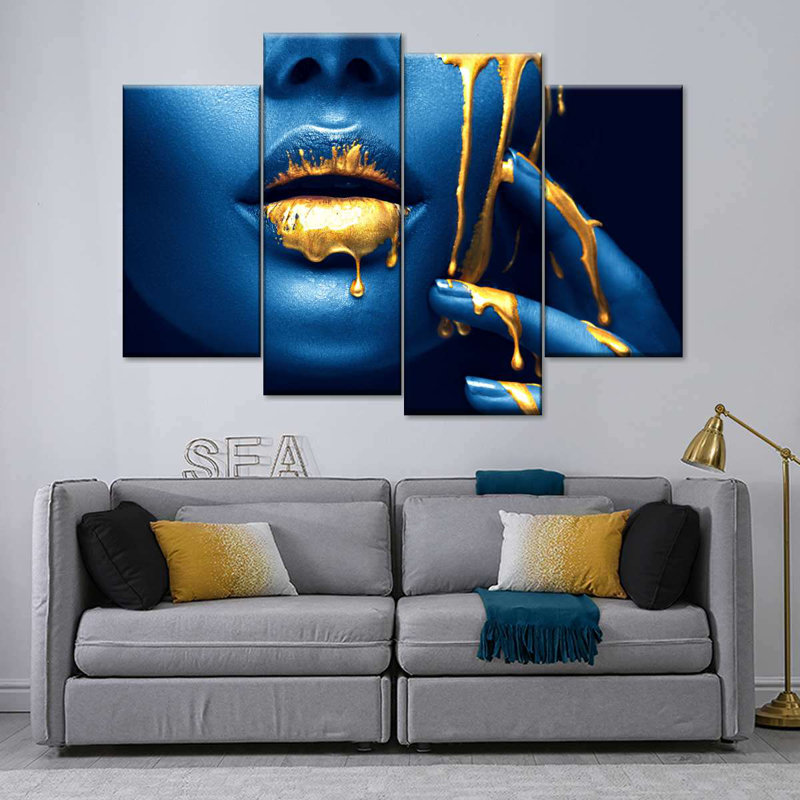 Impression sur toile 4 pièces, H 48 po x l 75 po x P 1,25 po