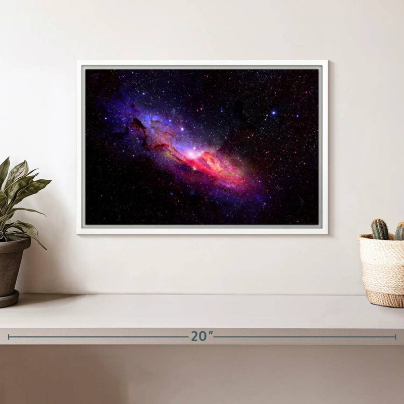 Galaxie dans l'espace, Cadre flottant blanc, 13 po x 9 po