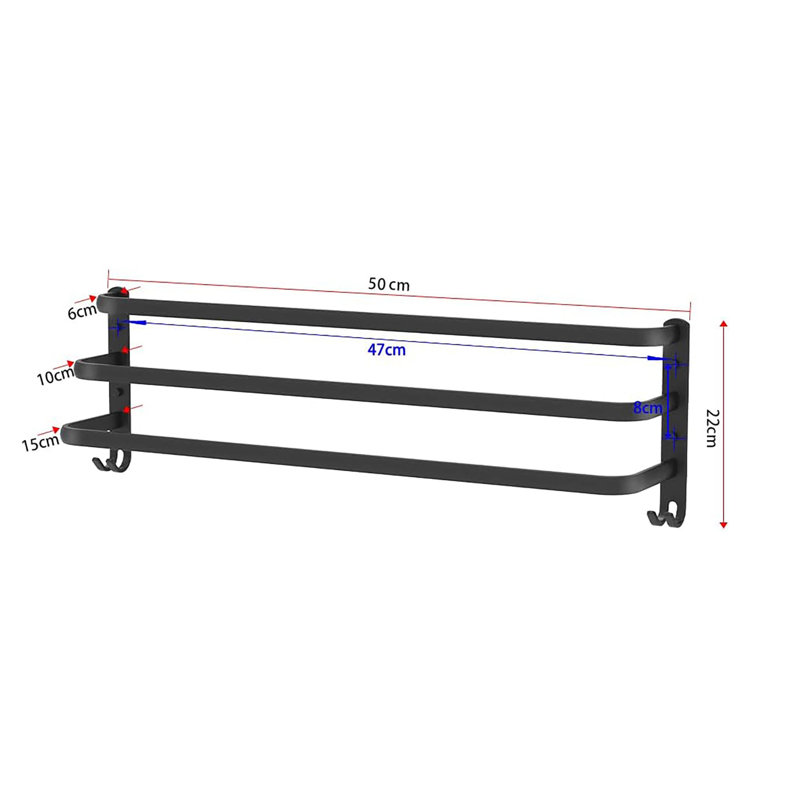 Barfuss 3 Wall Mounted Required Towel Stand