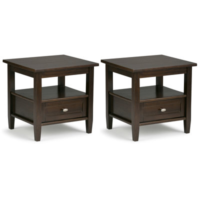 Table de bout transitionnelle en bois massif 20 po Hettie brun tabac (ensemble de 2)