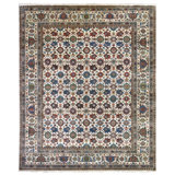 Mina Khani Wool Floral Area Rug in Ivory/Brown/Blue