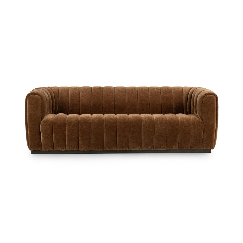 Bronze Velvet Tufted Sofa with Solid Wood Frame
