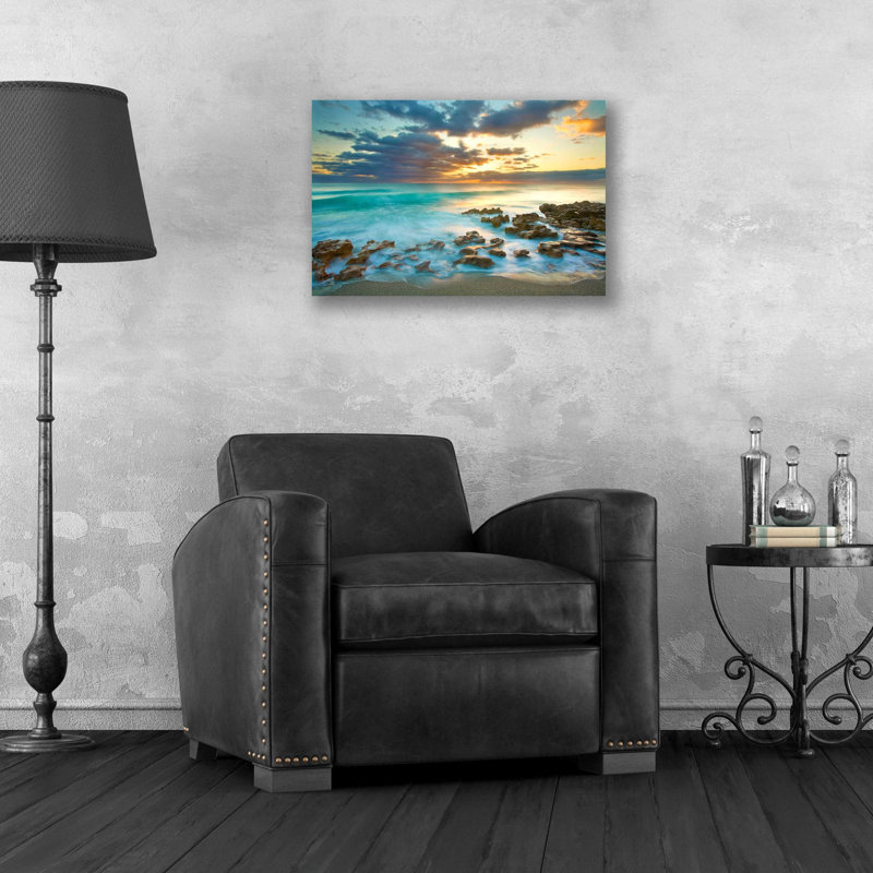 «Ocean Sunrise» par Patrick Zephyr, art mural en verre acrylique, H 16 po x l 24 po x P 0,2 po