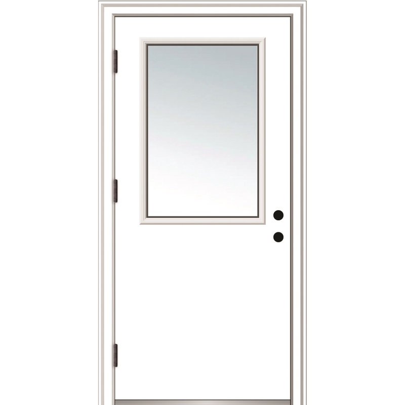 Porte d'entrée en verre transparent pré-suspendue en acier, H 80 po x l 30 po x P 1,75 po, 6,56 po