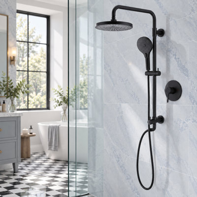 Robinet de douche mural à deux fonctions avec passe-partout noir mat
