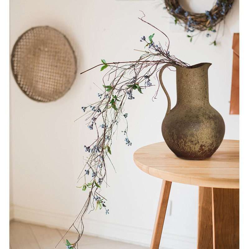 Vase à fleurs avec poignée, grand vase de ferme rustique