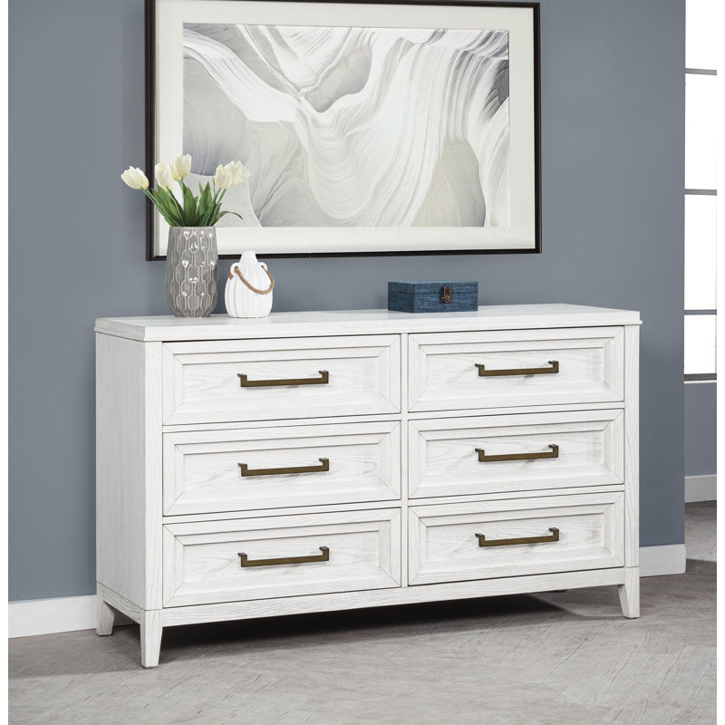 Loane 6-drawer Bedroom Dresser Distressed White