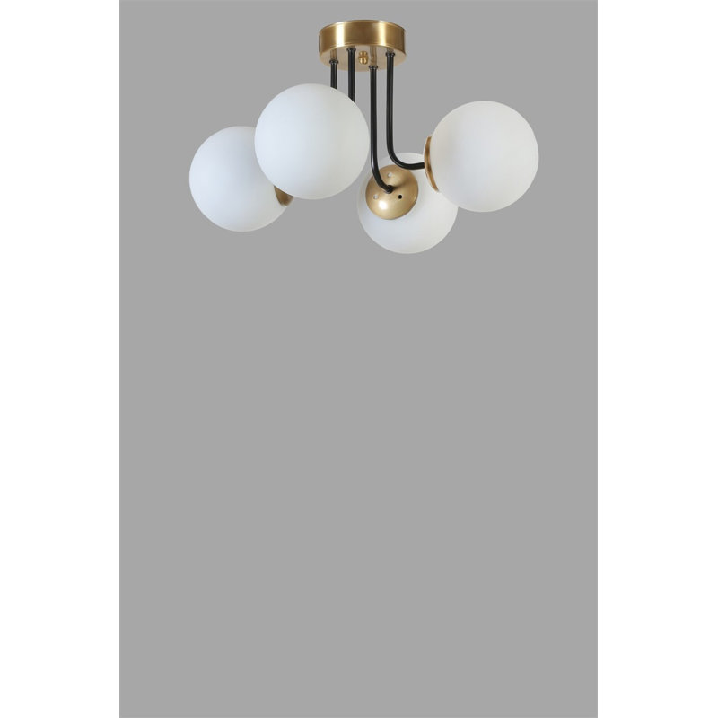 Elegant Metal Chandelier, White & Gold Finish, 15.7 in Diameter x 11.8 in Height | E27 Socket, Max 40W | Stylish Lighting for Living Room, Dining Room, and Entryway | IP20 Rated, Durable Design