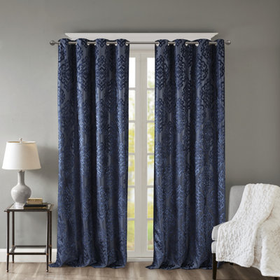 Mirage Damask Total Blackout Thermal Grommet Single Curtain Panel